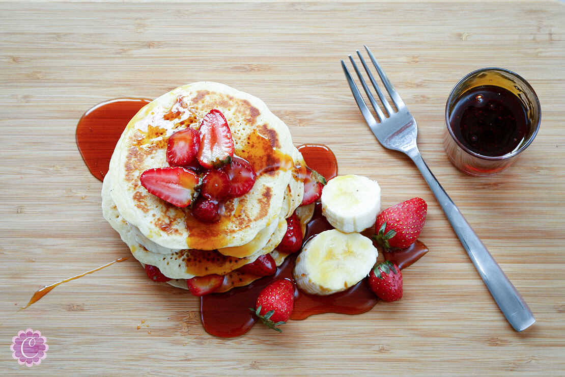 Traditional homemade pancakes from scratch